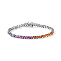 D''Joy Multi Gemstone 8.15 ctw Bracelet in Rhodium Over Sterling Silver (7.25 In)