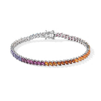D'Joy Multi Gemstone Bracelet in Rhodium Over Sterling Silver (7.25 In) 8.15 ctw