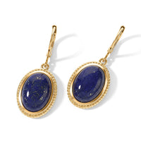 EverTrue Lapis Lazuli Solitaire Lever Back Earrings in 18K YG Plated 14.30 ctw