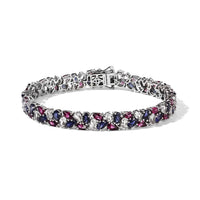 D''Joy Multi Gemstone 20.85 ctw Bracelet in Rhodium Over Sterling Silver (7.25 In)