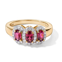 D''Joy Premium Tanzanian Wine Garnet and Moissanite 1.15 ctw Ring in 18K Vermeil Yellow Gold Over Sterling Silver (Size 10.0)