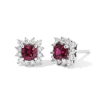 D'Joy Tanzanian Wine Garnet, Moissanite Earrings in Rhodium Over Sterling Silver 1.20 ctw