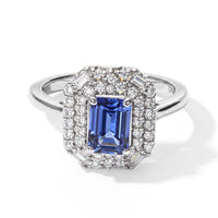 Certified and Appraised D''Joy Premium Tanzanite and Moissanite 1.40 ctw Ring in Rhodium Over Sterling Silver (Size 10.0)