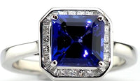 Gem Hunter Rhapsody 950 Platinum Asscher Cut AAAA Tanzanite, White Diamond (VS-EF) (0.32 cts) Ring (Size 10.0) (6.15 g) 2.80 ctw