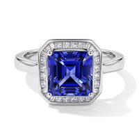 Gem Hunter Rhapsody 950 Platinum Asscher Cut AAAA Tanzanite, White Diamond (VS-EF) (0.32 cts) Ring (Size 10.0) (6.15 g) 2.80 ctw