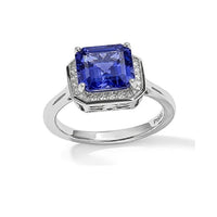 Gem Hunter Rhapsody 950 Platinum Asscher Cut AAAA Tanzanite, White Diamond (VS-EF) (0.32 cts) Ring (Size 10.0) (6.15 g) 2.80 ctw