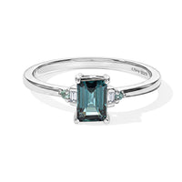 D''Joy Premium Monte Belo Indicolite, Paraiba Tourmaline and Diamond I2 0.75 ctw Ring in Rhodium Over Sterling Silver (Size 9.0)