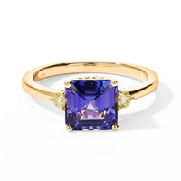 10K Yellow Gold Premium Tanzanite, Luxuriant Lab Grown Yellow Diamond (EF, VS) Ring (Size 7.0) 2.60 ctw