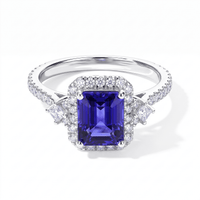Doorbuster Blue Envy III Certified and Appraised 10K White Gold AAA Tanzanite, Luxuriant Lab Grown Diamond (G-H, SI) (0.36 cts) Ring (Size 10.0) 2.86 ctw