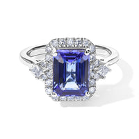 Doorbuster Blue Envy III Certified and Appraised 10K White Gold AAA Tanzanite, Luxuriant Lab Grown Diamond (G-H, SI) (0.36 cts) Ring (Size 10.0) 2.86 ctw