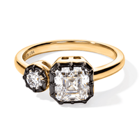 D''Joy Asscher Cut Moissanite (Oct 6x6mm) Ring in 18K Vermeil YG Over Sterling Silver (Size 10.0) 1.30 ctw