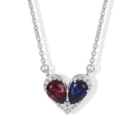 D''Joy Orissa Rhodolite Garnet and Catalina Iolite, Moissanite 2.40 ctw Necklace (18 Inches) in Rhodium Over Sterling Silver