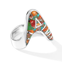 Santa Fe Style Spiny Turquoise 1.14 ctw Arrowhead Ring in Sterling Silver (Size 10.0)