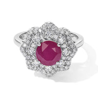Certified and Appraised D'Joy Premium Royal Ruby and Moissanite 2.60 ctw Ring in Rhodium Over Sterling Silver (Size 10.0)