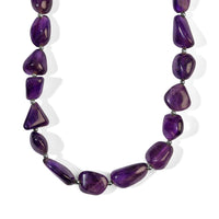 EverTrue African Amethyst Beaded Necklace (20 Inches) in Platinum Bond 290.00 ctw