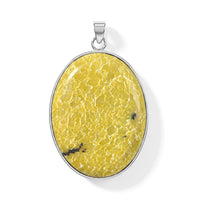 Yellow Turquoise 50.00 ctw Oval Pendant in Silvertone