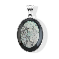Green Laguna Lace Agate and Blackstone 50.50 ctw Pendant in Silvertone