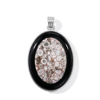 Flower Picture Jasper and Blackstone 50.50 ctw Pendant in Silvertone