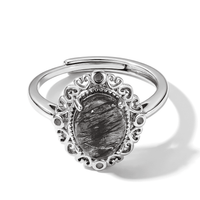 Black Rutilated Quartz 3.00 ctw Ring in Silvertone (Adjustable)