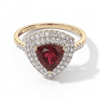 10K Yellow Gold AAA Radiant Ember Garnet, Luxuriant Lab Grown Diamond (VS) (0.50 cts) Ring (Size 10.0) 2.60 ctw