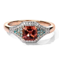 Luxoro Asscher Cut AAA Blush and Paraiba Tourmaline and Diamond I2 2.65 ctw Ring in 10K Rose Gold (Size 9.0)