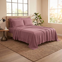 American Thread Collection 6pc Navy Blue Microfiber Sheet Set -Full