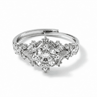 Moissanite & Simulated Diamond 1.30 ctw Ring in Silvertone (Adjustable)