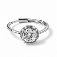 Moissanite & Simulated Diamond 1.40 ctw Ring in Silvertone (Adjustable)