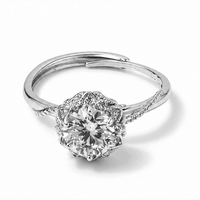 Moissanite and Simulated Diamond 1.50 ctw Ring in Silvertone (Adjustable)