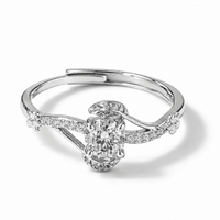 Moissanite and Simulated Diamond 1.25 ctw Ring in Silvertone (Adjustable)