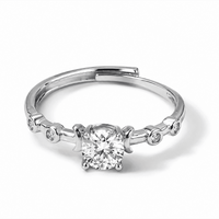 Moissanite and Simulated Diamond 1.10 ctw Ring in Silvertone (Adjustable)