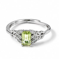 Peridot and Simulated Diamond 1.40 ctw Ring in Silvertone (Adjustable)
