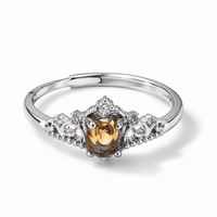 Citrine and Simulated Diamond 1.20 ctw Ring in Silvertone (Adjustable)
