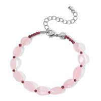 EverTrue Galilea Rose Quartz and Mozambique Garnet 38.00 ctw Bracelet in Stainless Steel (7.25 In)