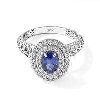 Mirage Collection 10K White Gold AAA Royal Ceylon Sapphire, Luxuriant Lab Grown Diamond (G-H, SI) (0.54 cts) Ring (Size 6.0) 1.60 ctw