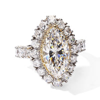 D''Joy Moissanite (Mrq 18x9mm) Ring in 18K Vermeil YG and Rhodium Over Sterling Silver (Size 10.0) 9.20 ctw