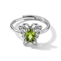Peridot and Simulated Diamond 1.80 ctw Ring in Silvertone (Adjustable)