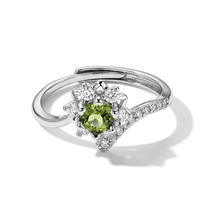 Peridot & Simulated Diamond 1.40 ctw Ring in Silvertone (Adjustable)