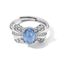 Aquamarine and Simulated Diamond 1.50 ctw Ring in Silvertone (Adjustable)