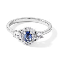 D''Joy Premium Ceylon Blue Sapphire, White Zircon Ring in Rhodium Over Sterling Silver (Size 10.0) 1.40 ctw