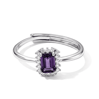 African Amethyst & Simulated Diamond 1.90 ctw Ring in Silvertone (Adjustable)