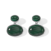 EverTrue African Malachite 38.70 ctw Dangling Earrings in Platinum Bond