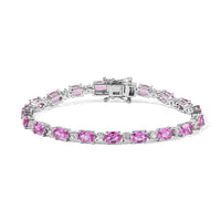 EverTrue Lab Created Pink and White Sapphire 13.30 ctw Bracelet in Platinum Bond (7.25 In)