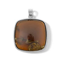 Square Flower Smoky Quartz 52.00 ctw Pendant in Silvertone