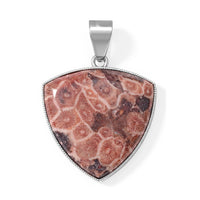 Red Flower Petosky Trillion Pendant in Silvertone 25 ctw
