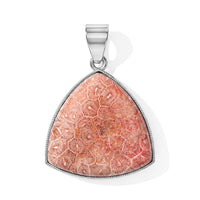 Red Flower Petosky Trillion Pendant in Silvertone 25.00 tcw