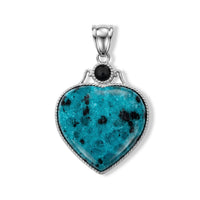 Center Stone Varies Heart Love Aqua Quartz 32.00 ctw Pendant in Silvertone