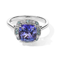 Certified and Appraised Luxoro 10K White Gold AAA Tanzanite, Paraiba Tourmaline and Diamond (I2) Ring (Size 10.0) 3.35 ctw