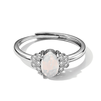 White Opal 1.00 ctw Ring in Silvertone (Adjustable)