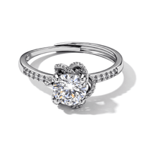 Moissanite and Simulated Diamond 2.30 ctw Ring in Silvertone (Adjustable)
